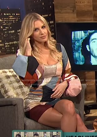 Morgan's patchwork mini dress on E! News Nightly Pop
