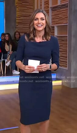 Paula's navy lace detail sheath dress on Good Morning America