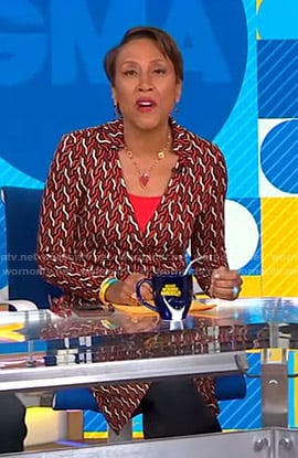 Robin's geometric print wrap dress on Good Morning America