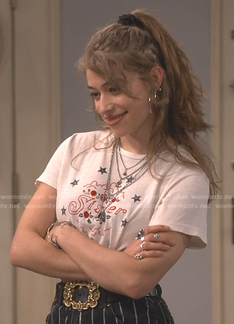 Shannon's white Sister tee on Fam