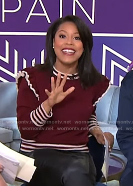 Sheinelle's red ruffled sweater on Today