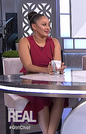 Tamera's ruffled tie-shoulder dress on The Real