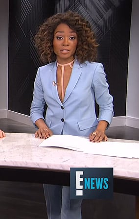 Zuri's blue suit on E! News