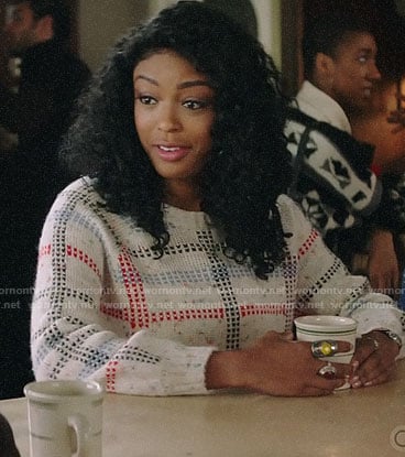 Ali's checked sweater on God Friended Me
