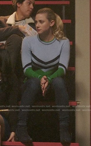 Betty's blue and green chevron sweater on Riverdale
