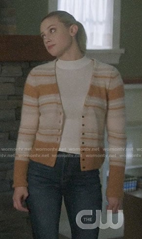 Betty's beige striped cardigan on Riverdale