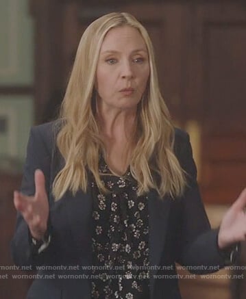 Jill's floral tie neck blouse on For the People