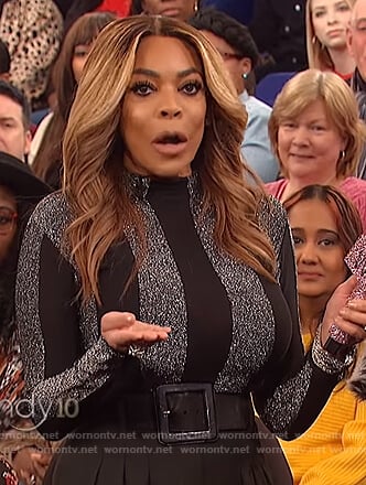 Wendy's metallic striped bodysuit on The Wendy Williams Show