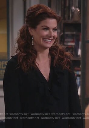 Grace's black ruffled blouse on Will and Grace