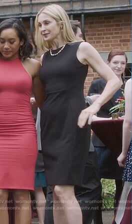 Claire's black seamed sheath dress on PLL The Perfectionists