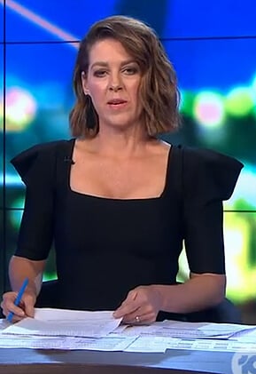 Gorgi's black square neck dress on The Project