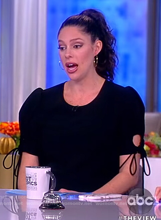 Abby's black tie sleeve shift dress on The View