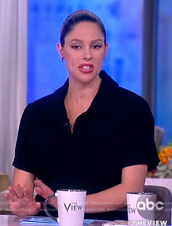 Abby's black tie waist jumpsuit on The View