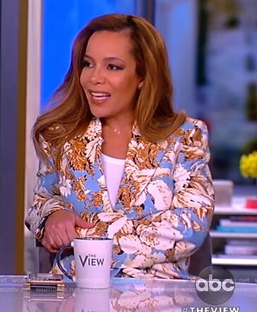 Sunny's blue floral print blazer on The View