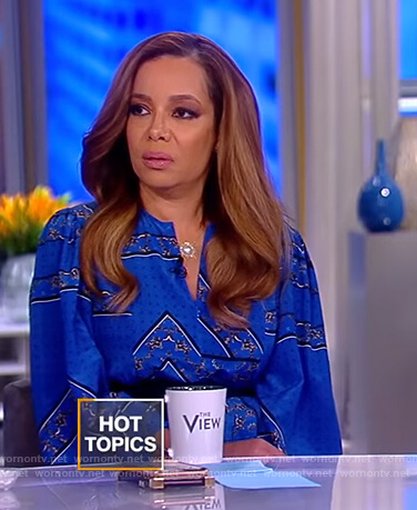 Sunny's blue printed maxi dress on The View