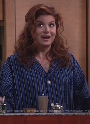 Grace's blue striped pajamas on Will and Grace