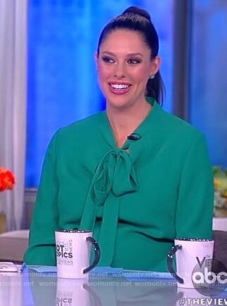 Abby's green tie neck dress on The View