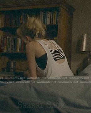 Cameron's white laddered back tank top on Roswell New Mexico