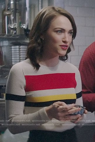 Cara's white striped sweater on God Friended Me