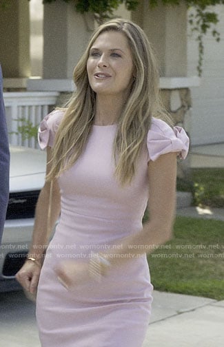 Christa's pink bow sleeve dress on Santa Clarita Diet