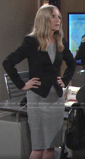 Christine's glenplaid sheath dress on The Young and the Restless