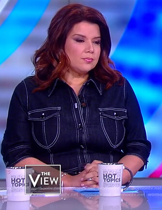 Ana's denim belted dress on The View