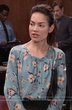 Elizabeth's blue floral blouse on General Hospital