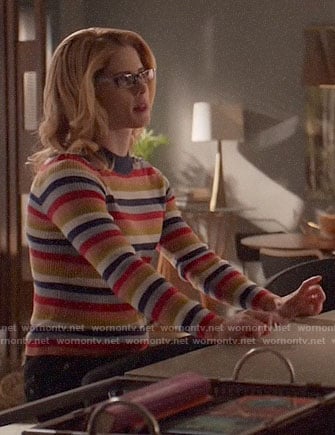 Felicity's multi-colored stripe sweater on Arrow