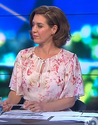Gorgi's pink floral keyhole dress on The Project
