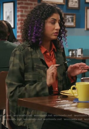 Heather's camo jacket on Crazy Ex Girlfriend