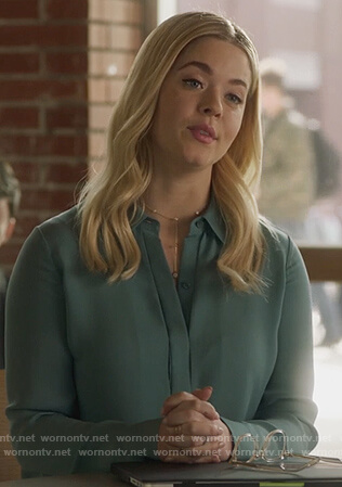 Ali's green blouse on PLL The Perfectionists