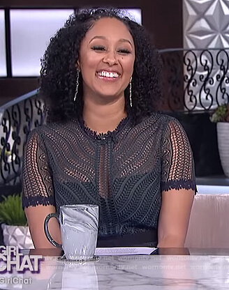 Tamera's green lace dress on The Real