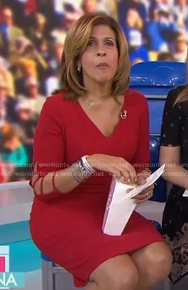 Hoda's red cutout sleeve dress on Today