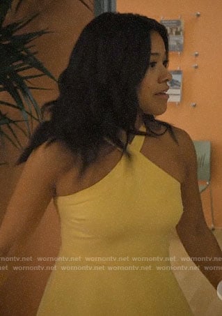 Jane's yellow cross neck dress on Jane the Virgin