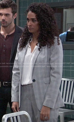 Jordan's grey plaid suit on General Hospital