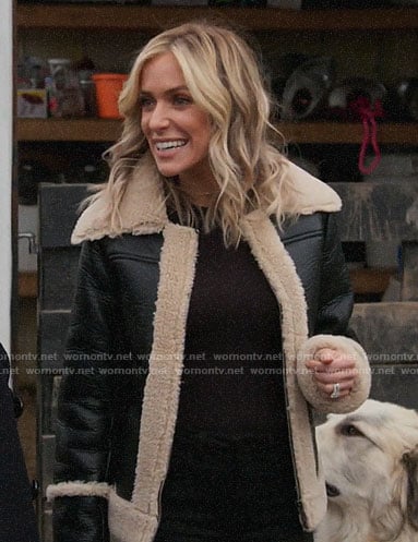 Kristin's leather jacket with shearling trim on Very Cavallari
