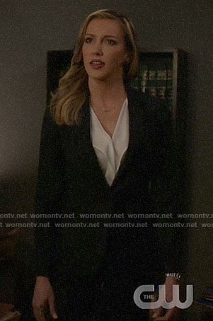 Laurel's white ruffle front blouse on Arrow