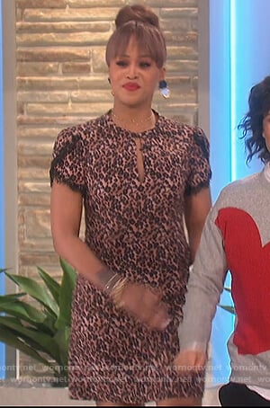 Eve's leopard lace trim mini dress on The Talk