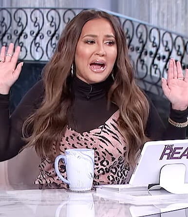 Adrienne's leopard print v-neck dress on The Real