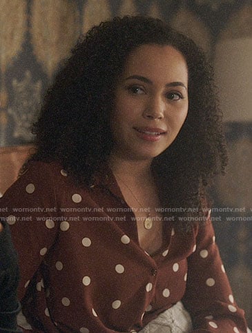 Macy's brown polka dot blouse on Charmed