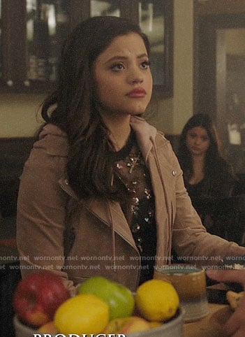 Maggie's blush suede jacket on Charmed