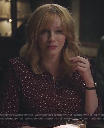 Beth's maroon polka-dot shirtdress on Good Girls