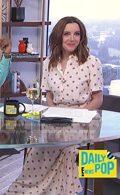 Melanie's white polka dot shirtdress on E! News Daily Pop