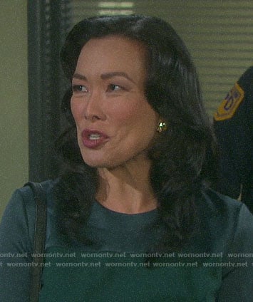 Melinda's green short sleeved dress on Days of our Lives