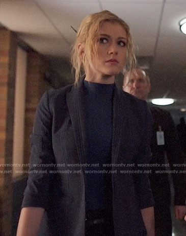 Mia's blue plaid blazer on Arrow