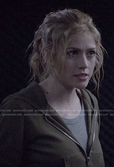 Mia's green textured hoodie on Arrow