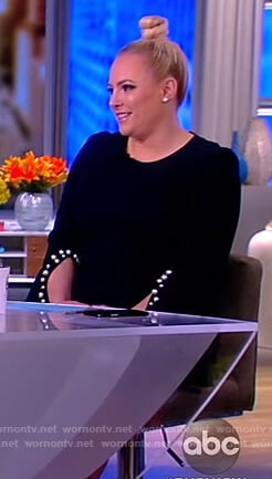 Meghan's navy pearl embellished dress on The View