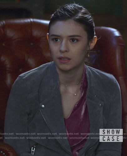 Nia's grey suede jacket on Supergirl
