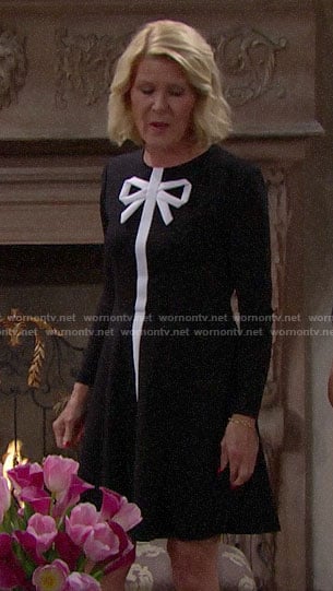 Pam's black and white bow dress on The Bold and the Beautiful