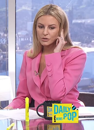 Morgan's pink two button blazer on E! News Daily Pop